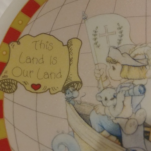 Precious Moments Small Limited Edition Plate 1992 USA Christopher Columbus - Picture 2 of 3